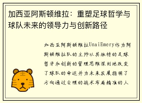 加西亚阿斯顿维拉：重塑足球哲学与球队未来的领导力与创新路径